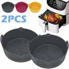 2Pcs Air Fryer Silicone Pot with Handle Reusable Air Fryer Liner Heat telgg