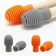 4 Pieces Drum Mute Drum Dampener Silicone Drumstick Silent Practice Tips Percussion Accessory Mute Musical Instruments Accessory (Orange and Grey)