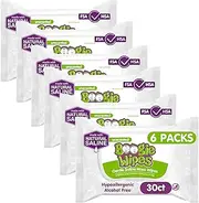 Boogie Wipes, Unscented Wet Wipes for Baby and Kids, Nose, Face, Hand, and Body, Soft and Sensitive Tissue Made with Natural Saline, Aloe, Chamomile and Vitamin E, 30 Count (Pack of 6)