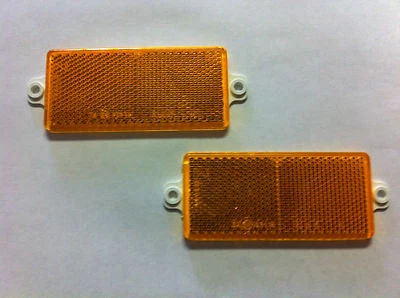 2 Amber Rectangle Reflectors, 2 screw holes, mounting on driveway post, etc.