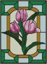 Tulips Stained Glass Counted Cross Stitch Chart No.14-160