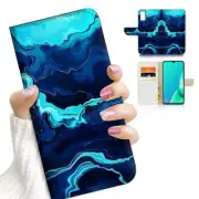 ( For Vivo Y22s ) Wallet Flip Case Cover AJ23400 Blue Marble