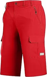 [Generic] Memory Foam Plush Men's Athletic 3/4 Compression Pants Sports Performance Active Cool Dry Running Tights Capri Athletic Leggings Yoga Gym Base Layer Polyester Pants (#A-RD2, XXXL)