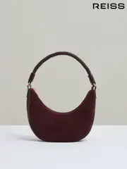 Reiss Oxblood Wallace Suede And Leather Half-Moon Shoulder Bag (AV5082) | $325
