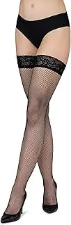 [LORES] Womens Fishnet Hold Ups Stockings with Lace Mesh Pattern High Tights Over the Knee Burlesque