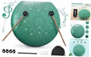 Rain Drum for Outside, Steel Tongue Drum 13 12 inch 13 notes Peacock Green