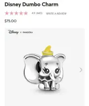 Disney Pandora #799392C01 Dumbo Charm Yellow And Black Authentic