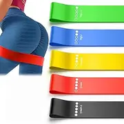 Resistance Bands，Exercise Bands, Set of 5 Fitness Bands Perfect for Legs and Butt Yoga Crossfit Strength Training Pilates with Instruction Guide
