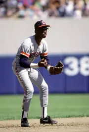 Julio Franco Cleveland Indians in action v the New York Yankees at- Old Photo