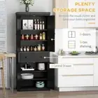 HOMCOM Wood Pantry Organizer w/ Drawer ,Adjustable Shelves + Anti-Tipping Strap