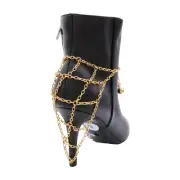 Women Gold Metal Chain Boot Bracelet Anklet Shoe Triangle Charm Elegant Evening