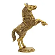 Decorative Golden Metal Jumping Horse Statue Animal Figurine Antique Showpiece F