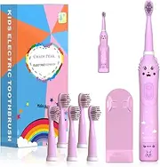 CHAIN PEAK Kids Sonic Electric Toothbrush, Rechargeable Smart Toothbrush for Children, Toothbrush for Toddlers Boys Girls Age 3-12 with 30s Reminder, 2 Mins Timer, 6 Modes, 6 Brush Heads
