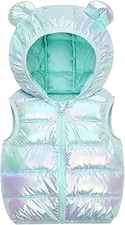 [VINCINEY] Toddler Boys Girls Winter Coat Winter Sleeveless Solid Coat Bear Ear Style Cotton Vest Hooded Jacket Thicken Windproof Zipper Warm Baby