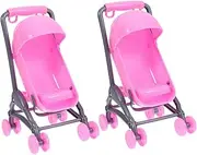 2Pcs Doll Stroller for Lightweight Pretend Play Stroller for Dolls Creative Role Play Accessory for Imaginative Fun Birthday Christmas Present