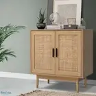 Rattan Buffet Sideboard 2 Doors Office Bedroom Lounge Storage Solution ↡