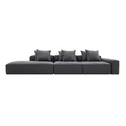[James Lane] Riley Linen Charcoal Modular Sofa - 1x Arm, 2x Armless, 1x Left Terminal
