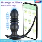 Thrusting Butt Vibrator Cock Ring Anal Plug Penis Prostate Massager APP Control