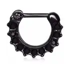 Surgical Steel Black Hinged Segment Septum Ring 16 Gauge With CZ Gems