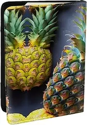 [GaxfjRu] Fruit Pineapple Print Leather Passport Holder Covers Case, Waterproof Travel Wallet Passport Holder for Women Men, Black, One Size