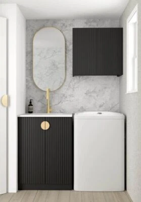 650mm Marlo Matte Black Moisture Resistant Plywood Mini Laundry