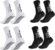 [tukemi] Soccer Socks Football Socks Grip Socks Non Slip Socks for Training Athletic (4 Pairs)