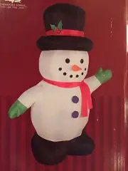 New Christmas Gemmy 5' Waving Snowman with Top Hat LED Airblown/Inflatable Decor