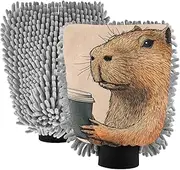 XYMZR Funny Capybara Coffee Absorbent Microfiber Car Wash Mitt, Funny Cute Anime Scratch Free for Cars Cleaning, Home Cleaning Mitts, 2 Pack, 10.24” L x 7.09” W