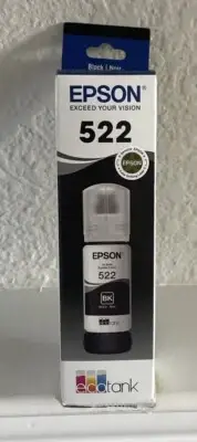 EPSON - 522 ECOTank Black Ink Refill Bottle - Genuine New Sealed - Exp. 6/28