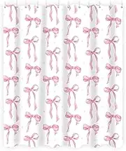 Bow Pattern Shower Curtain Cute Bathing Cat Shower Curtain Waterproof Polyester Fabric Washable Bathroom Decor Accessories for Apartment Home(Pink-1-180 * 180cm)