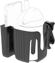 Clamp On Cup Holder - Drink Holder for Walker - 2 in 1 Adjustable Attachment Organizer Rack for Seniors Mom Adults Kids Toddler