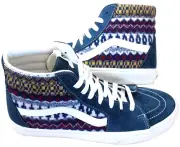 Vans Men's Sk8-Hi Fair Isle Blue Multi Suede Canvas Skate shoes Size 13 NIB