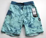 Volcom Boy's S/8 Lido Board Shorts Aqua Blue Anti-UV 50+