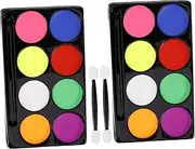 PAMINGONO Multi-function Face Paint Palette 2 Boxes of 8 Colors Oil-based Body Paint for Boys and Girls Party Theatrical and Artistic Projects