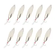10Pcs 1-1/8oz Metal Fishing Spoons Fishing Lures Casting Spoon, Silver Tone