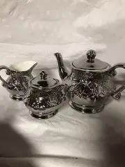 KF DECORATIVE ONLY TEA SET SILVER PLATE NEW IN GIFT BOX 1990