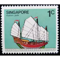 在飛比找蝦皮購物優惠-新加坡郵票中國式古帆船（新票）舢舨船郵票1980年4月26日