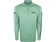 Drake Men's Performance Fishing 1/4 Zip Long Sleeve Polyester Aqua Marine LARGE