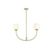 Living District Nyomi 2 Light 30" Chandelier, Brass - LD816D30BR