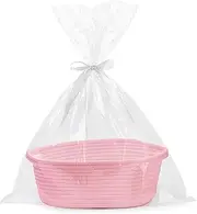 Gift Basket Empty with Gift Bags and Ribbons, DIY Basket Gift Set, Cute Baby Gift Basket, Empty Decorative Gift Chest Box, Durable Baskets for Birthday/Baby Shower Gifts, 12"X 8" X 5 (pink)