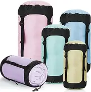 GliCraft 5 Pcs Compression Sacks for Backpacking 5L/10L/15L/20L/35L Camping Sleeping Bag Stuff Sack Water Resistant Sleeping Bag Storage Sack for Space Saving Hiking Gear