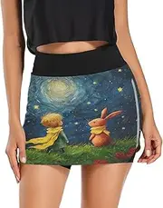 [RPLIFE] Little Red Rabbit Starry Blue Ladies Skort, High Waist Tennis Skirt, Exercise Skorts Women