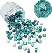 Sealing Wax Beads 200pcs Octagon Wax Seal Beads Bulk for Wedding Invitations Xmas Gift Wrapping Card Envelope Sealing (Blue Green)