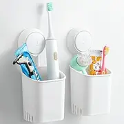 LABUBU Suction Toothbrush Holder 2 Pack, Tumblers Replacement Shower Toothbrush Holder for Wall, Powerful Toothpaste Toothbrush Suction Cup, Self-draining Shower Razor Holder, Kitchen Tableware Holder