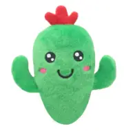 Dog Plush Squeaky Toy, Green Happy Face Cactus, 7" Great for Small & Medium Dogs