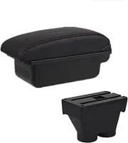 Center Armrest Box Armrest for Peugeot 208 Car Armrest Box Accessories Retrofit Parts Interior Storage Box 2012-2018 USB(B Black Black line)