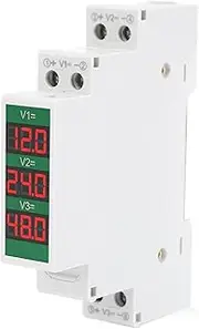 3 Digits AC Voltmeter, DC11‑310V LCD Screen Din Rail Voltmeter Voltage Meter with Switch Output Function, Electric Power Meter Isolated Triple Way Modular Electrical Instrument