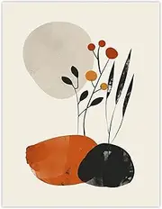 [Artery8] Rocks And Wild Flowers Bright Boho Japandi Style Living Room Large Wall Art Poster Print Thick Paper 18X24 Inch