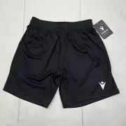 Macron Black Mesa Hero Soccer Shorts Flat Drawstring Boys Size XS (11-12Y)
