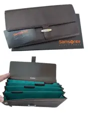 New SAMSONITE BLACK LABEL SBL STATIONERY Leather TRAVEL WALLET Organiser Brown